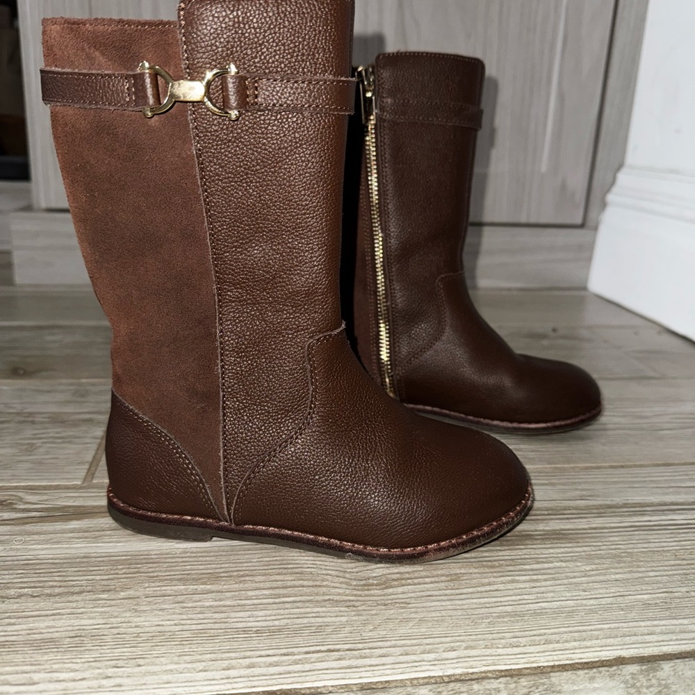 Janie and Jack leather and  suede  Girls' Riding Boots with Gold Zipper